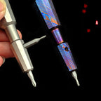 Titanium & Damascus EDC Screwdriver Bit Holder - 7-in-1 Portable Tool