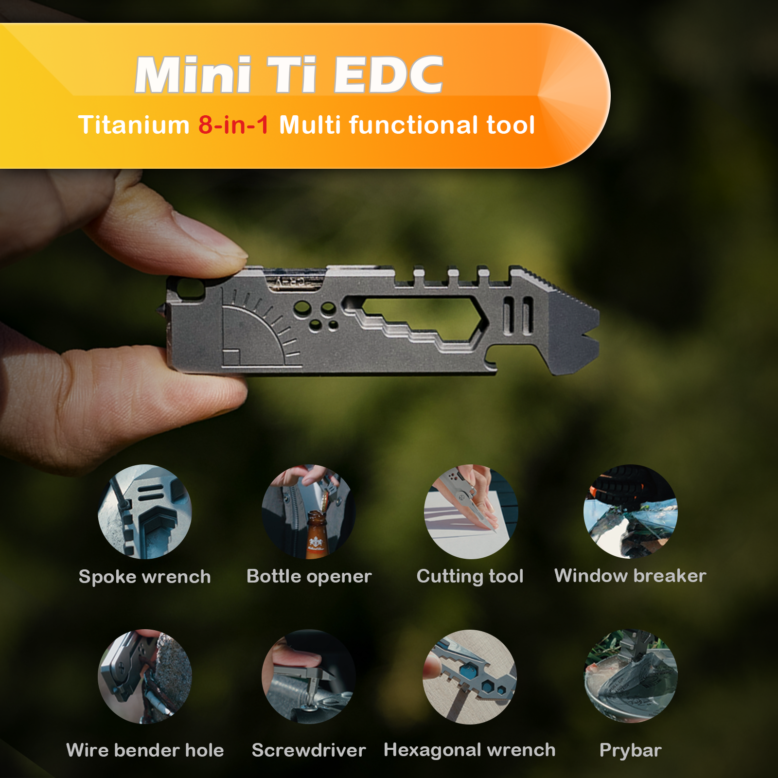 TC4 Titanium EDC Pry Bar Multi Tool