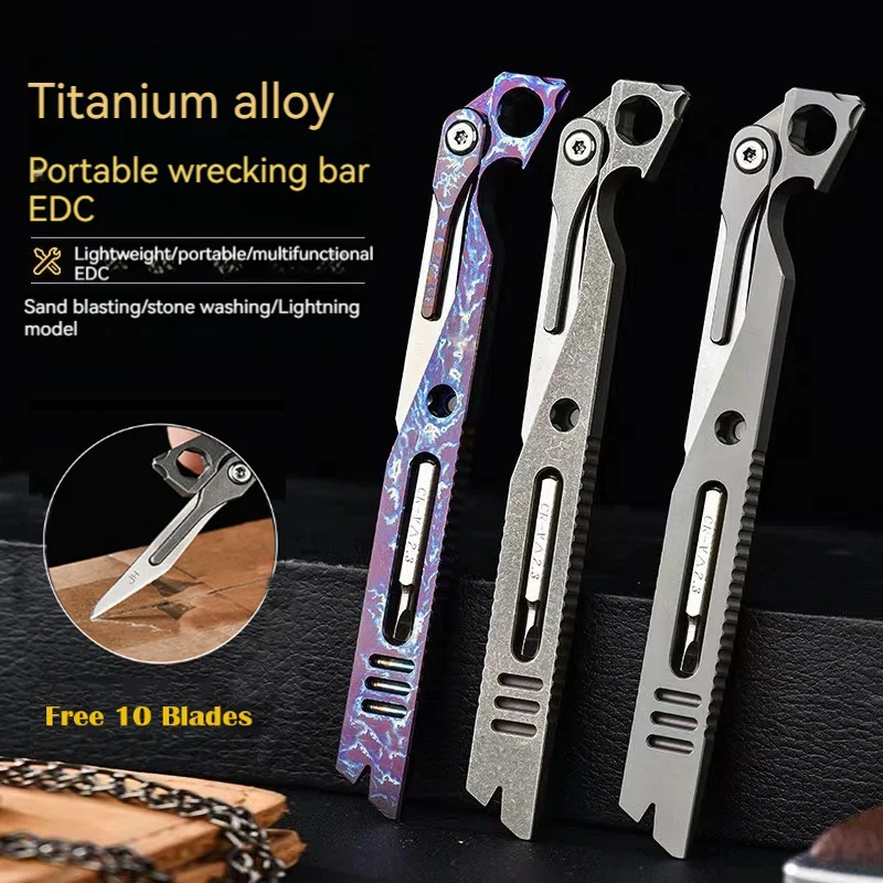 Compact Titanium 9‑In‑1 Pocket Pry‑Bar Multi‑Tool