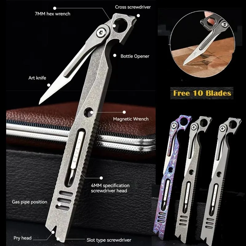 Compact Titanium 9‑In‑1 Pocket Pry‑Bar Multi‑Tool