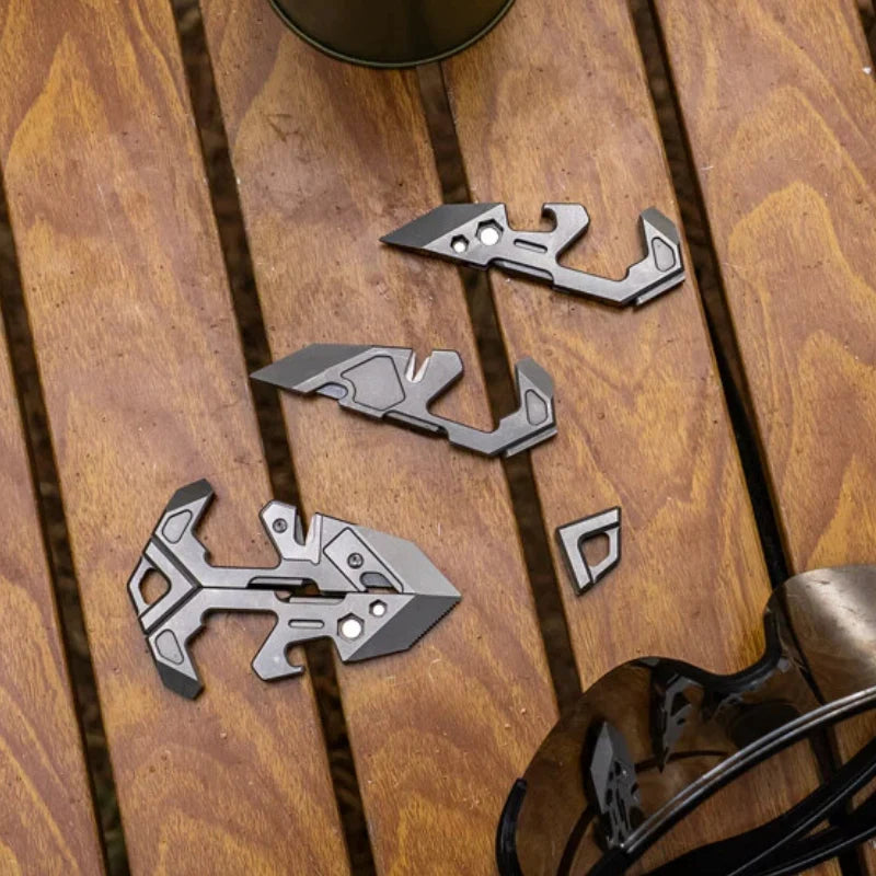 V-Titan Fold GR5 Titanium 12-in-1 EDC Multi Tool & Dual Angle Phone Stand