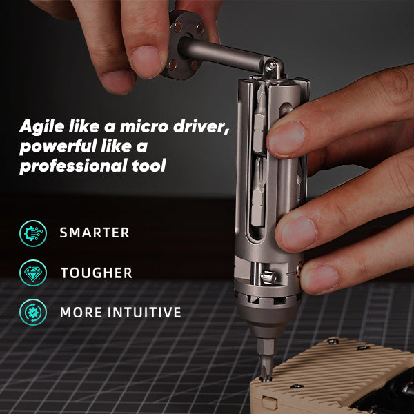 TorqueTi GR5 Titanium Pocket Ratchet Tool Fold Torque Arm 8 Bits Storage
