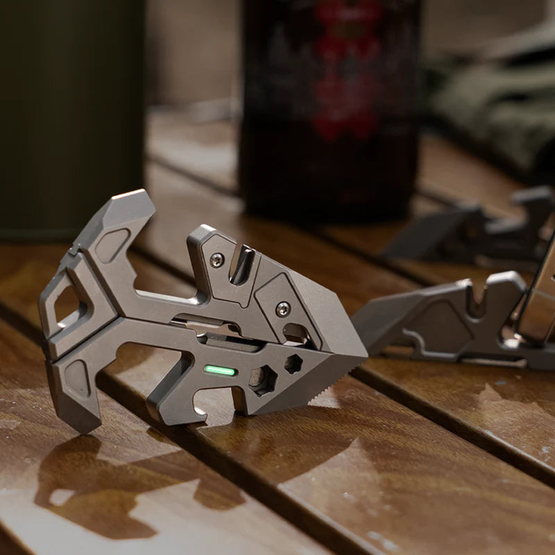 V-Titan Fold GR5 Titanium 12-in-1 EDC Multi Tool & Dual Angle Phone Stand