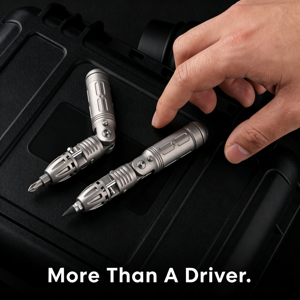 Titanium Multi‑Position Foldable Ratchet Screwdriver | Pocket EDC Repair Tool