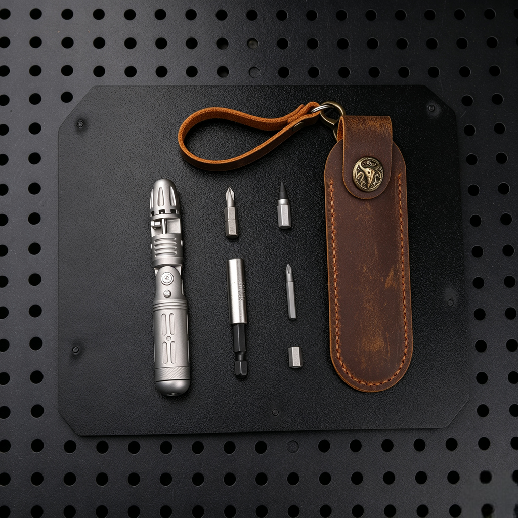 Titanium Multi‑Position Foldable Ratchet Screwdriver | Pocket EDC Repair Tool