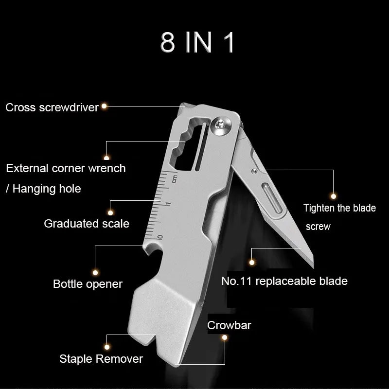 Titanium Compact EDC Multi‑Function Pry Tool