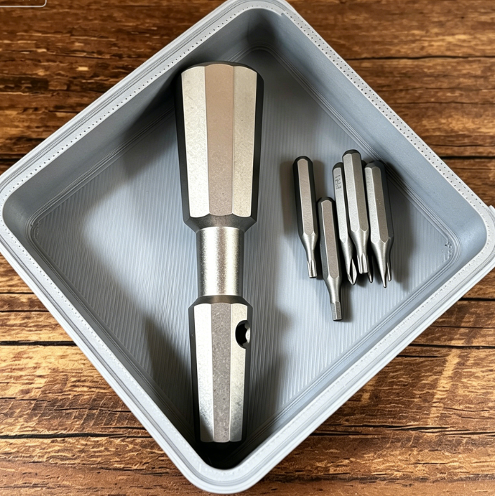 Titanium & Damascus EDC Screwdriver Bit Holder - 7-in-1 Portable Tool
