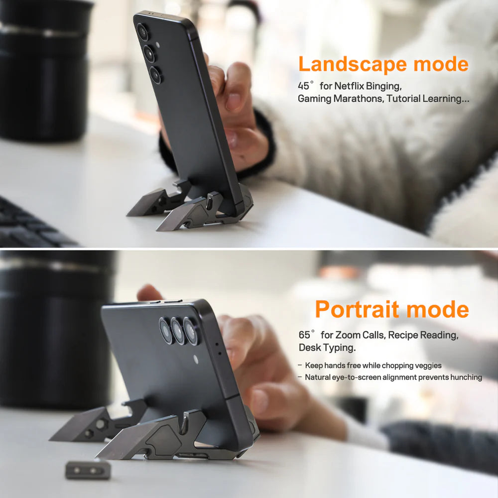 V-Titan Fold GR5 Titanium 12-in-1 EDC Multi Tool & Dual Angle Phone Stand