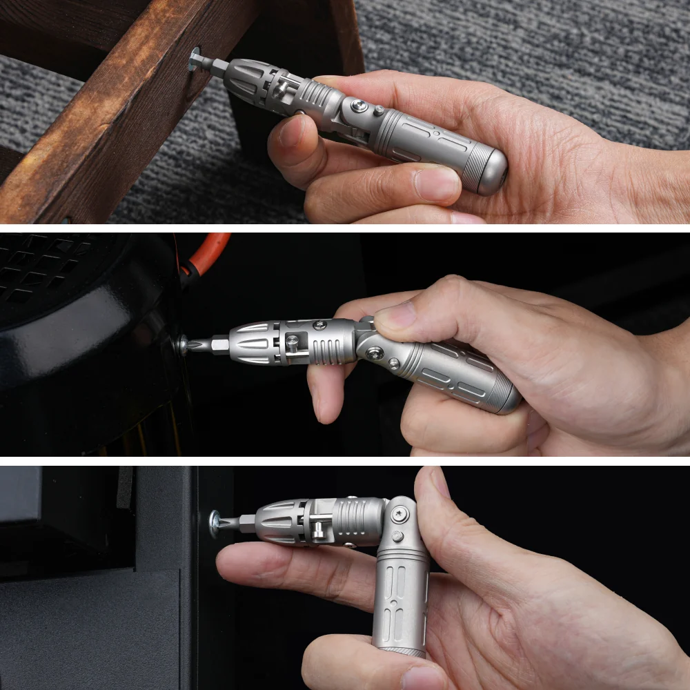 Titanium Multi‑Position Foldable Ratchet Screwdriver | Pocket EDC Repair Tool