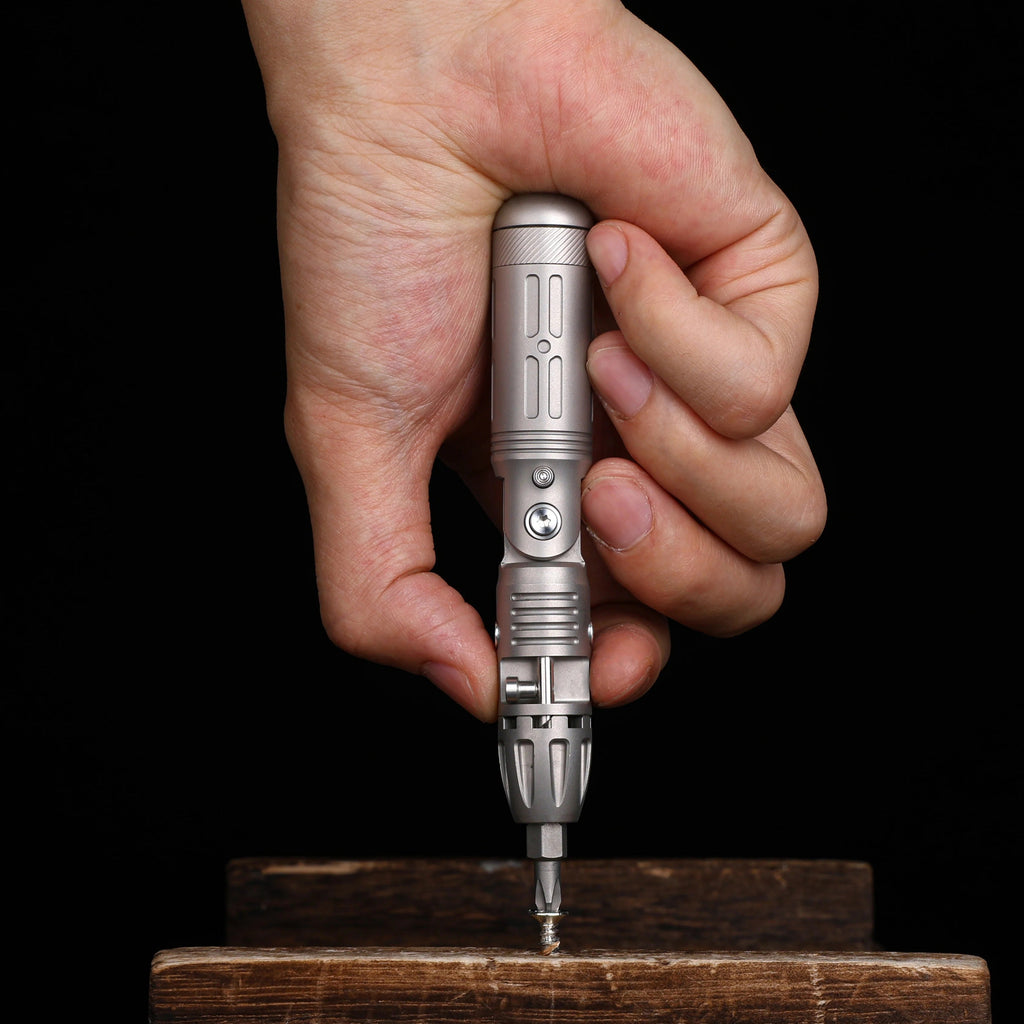 Titanium Multi‑Position Foldable Ratchet Screwdriver | Pocket EDC Repair Tool